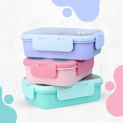 Darkpyro 3 Lunch Box Comes with 3 Detachable Inner Steel Compartments| BPA-Free Lunch Box for Fresh Meals On-The-Go Ideal for School, Office, and Travel- Pink 600ml - Image 2