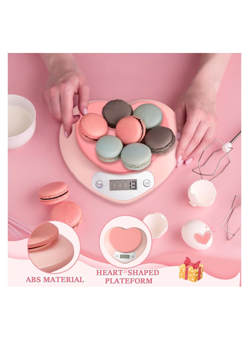 Excefore Food Scale Pink Kitchen Scale Heart Shaped Digital Food Scale with LCD Display, 11 lb Capacity, 0.03 oz Precise Graduation, Food Scale for Baking and Cooking - Image 3