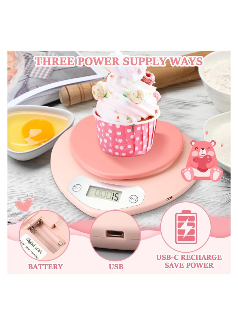 Excefore Food Scale Pink Kitchen Scale Heart Shaped Digital Food Scale with LCD Display, 11 lb Capacity, 0.03 oz Precise Graduation, Food Scale for Baking and Cooking - Image 2