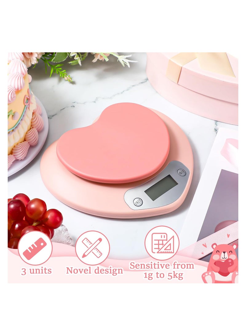 Excefore Food Scale Pink Kitchen Scale Heart Shaped Digital Food Scale with LCD Display, 11 lb Capacity, 0.03 oz Precise Graduation, Food Scale for Baking and Cooking - Image 5