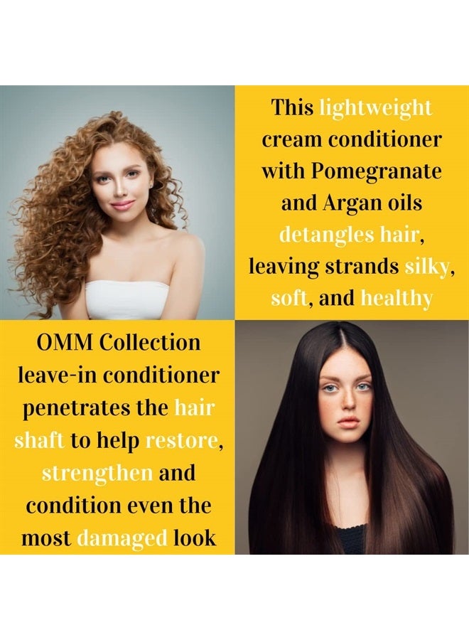 OMM Collection Natural Lightweight Leave In Conditioner-Moisturizing Detangler Spray For Frizzy & Curly Hair - Color Safe Cream Conditioner, For Dry Damaged & Over Processed Hair - Image 1