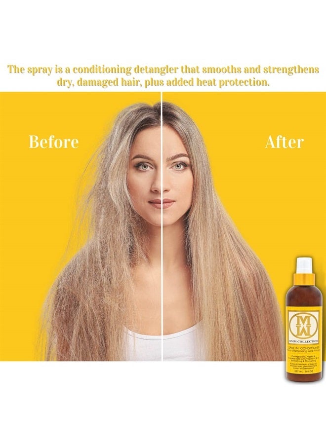 OMM Collection Natural Lightweight Leave In Conditioner-Moisturizing Detangler Spray For Frizzy & Curly Hair - Color Safe Cream Conditioner, For Dry Damaged & Over Processed Hair - Image 2