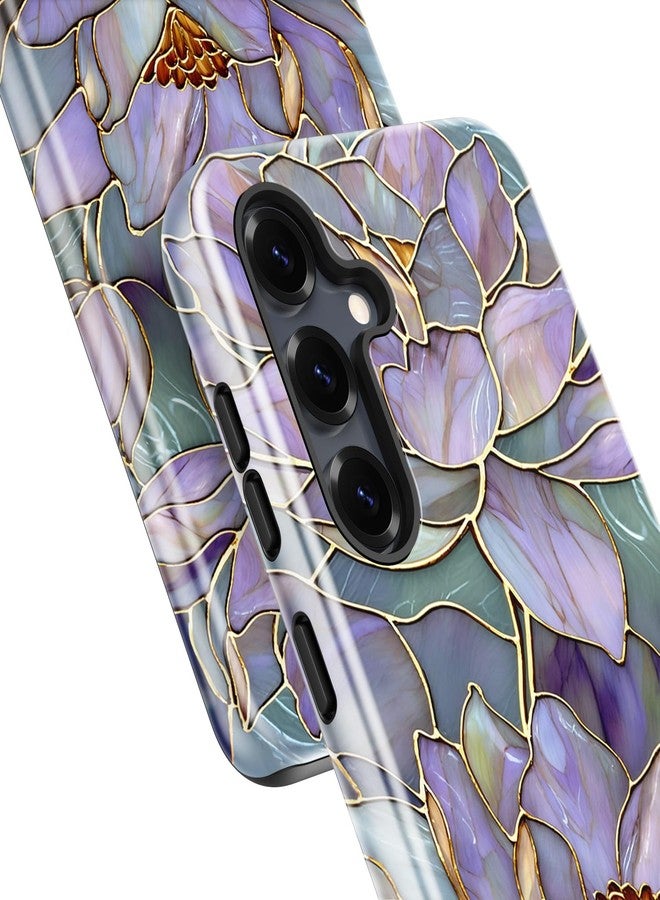 Esdot for Samsung Galaxy S24 Case - Wireless Charging Compatible - Dual-Layer Soft Silicone + Hard Shell - Wildflower Design - Protective Phone Cover for Women Girls - Abstract Lotus - Image 5