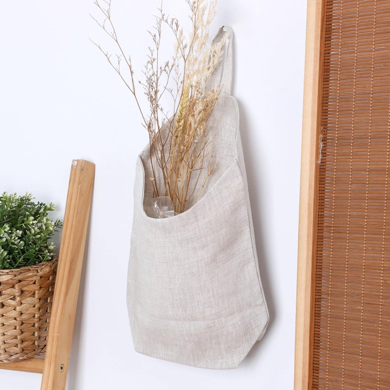 HSOFTIFY 100% Linen Hanging Storage Bags Baskets 2 Pcs, Small Wall Storage Bag for Kitchen, Bedroom, RV Camper Organizer, Sewing Room, Nursery Storage, Kids Room, Linen - Image 3