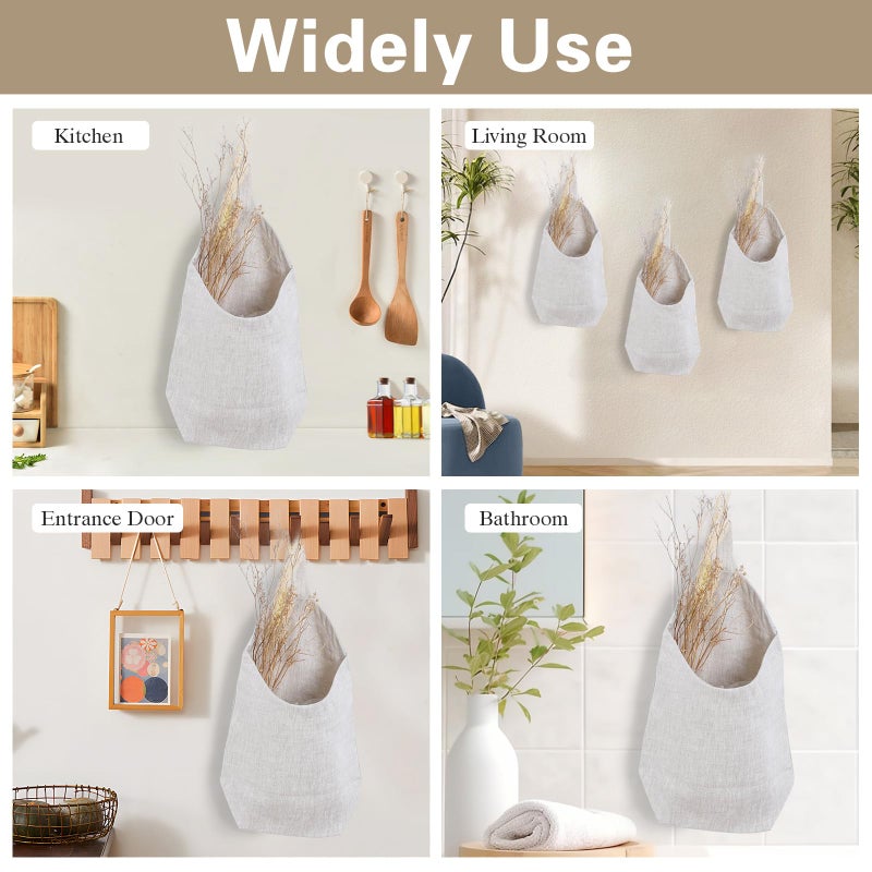 HSOFTIFY 100% Linen Hanging Storage Bags Baskets 2 Pcs, Small Wall Storage Bag for Kitchen, Bedroom, RV Camper Organizer, Sewing Room, Nursery Storage, Kids Room, Linen - Image 5