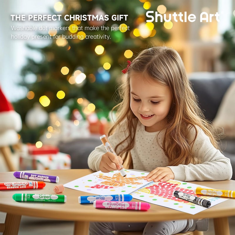 Shuttle Art Dot Markers, 15 Colors Washable Dot Markers for Toddlers,Bingo Daubers Supplies for Kids Preschool Children, Non Toxic Water-Based Bingo Daubers - Image 2