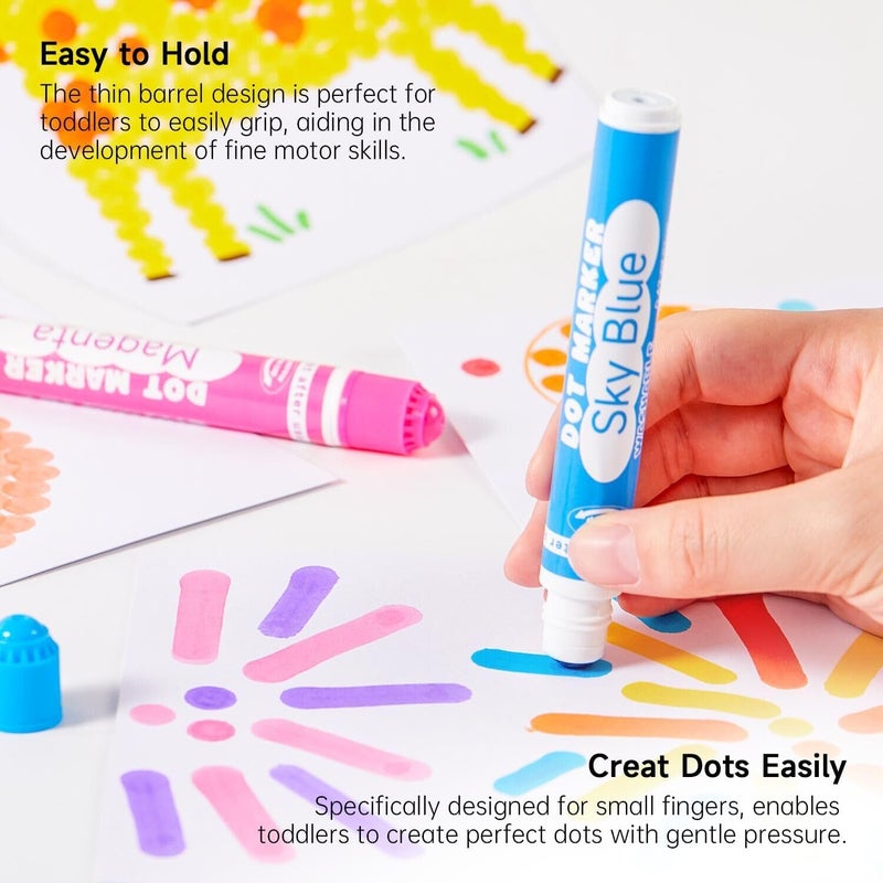 Shuttle Art Dot Markers, 15 Colors Washable Dot Markers for Toddlers,Bingo Daubers Supplies for Kids Preschool Children, Non Toxic Water-Based Bingo Daubers - Image 4