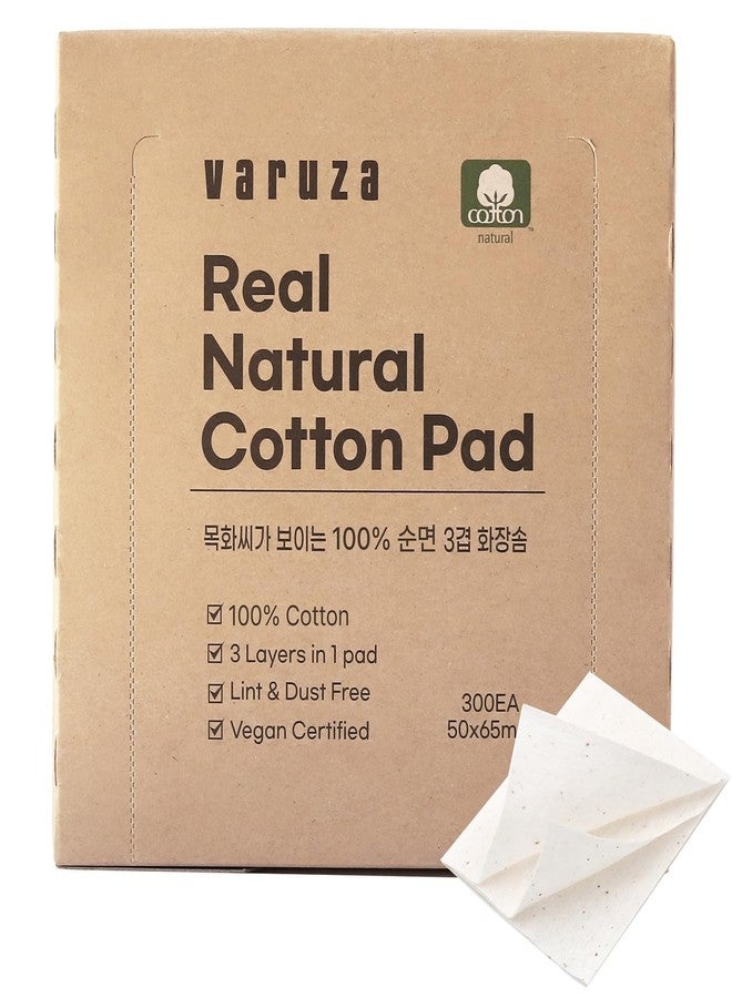 varuza Premium Real Natural Cotton Pads for face – Lint Free 3 Layers Cotton Squares for Makeup Removal, DIY Toner Pads, Nail - 100% Cotton Face Pads 300 Count - Image 1