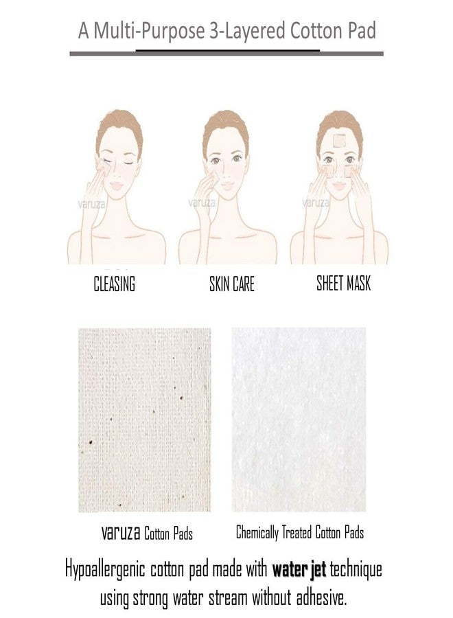 varuza Premium Real Natural Cotton Pads for face – Lint Free 3 Layers Cotton Squares for Makeup Removal, DIY Toner Pads, Nail - 100% Cotton Face Pads 300 Count - Image 2