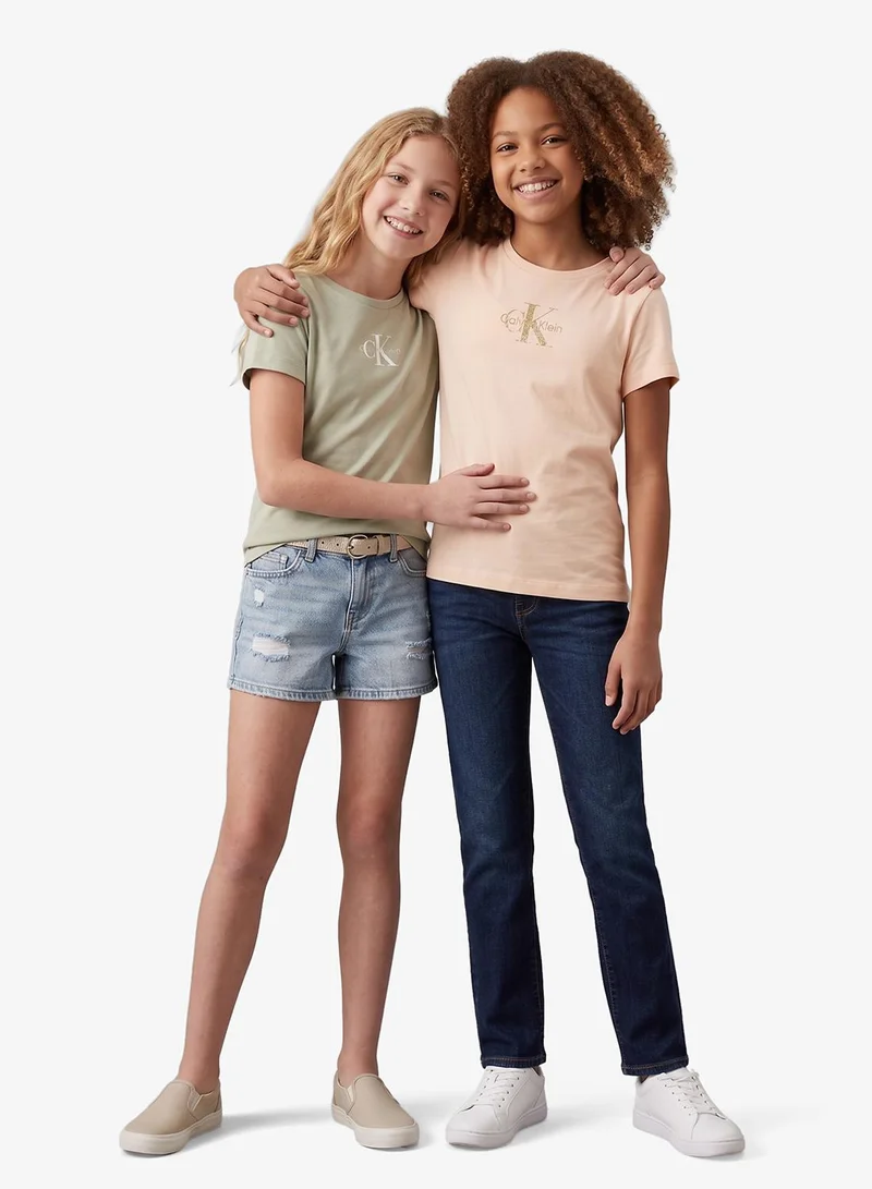Calvin Klein Jeans Elm/Manganocalcite 2-Pack Monogram Slim T-Shirts for Women | Best Price UAE