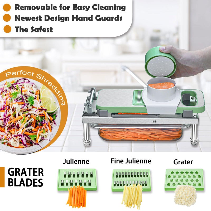 IPOVIPO Stainless steel Vegetable Chopper, Veggie Chopper With 10 Blades, Onion Dicer with Container, Food Cutter & Grater Mandoline Slicer - Image 4
