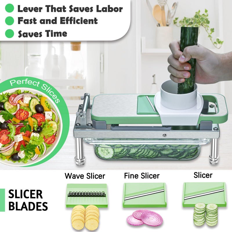 IPOVIPO Stainless steel Vegetable Chopper, Veggie Chopper With 10 Blades, Onion Dicer with Container, Food Cutter & Grater Mandoline Slicer - Image 3