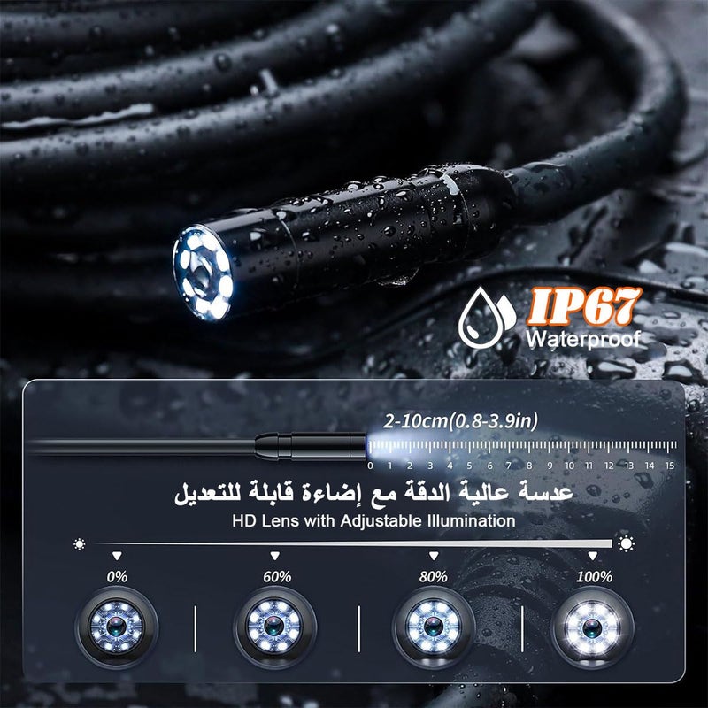 Dual Lens Endoscope Inspection Camera with 4.3 Inch LCD Screen, 5M Semi-Rigid Cable, IP67 Waterproof, 1080P HD, LED Lights, USB Type-C - Image 4