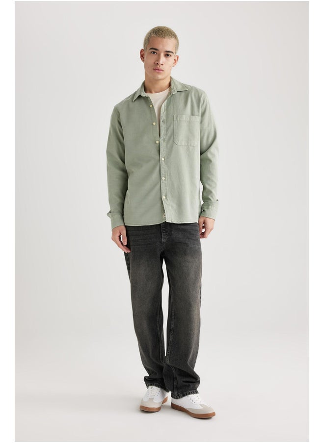 DeFacto - Man Regular Fit Polo Neck Woven Long Sleeve Shirt - Image 1