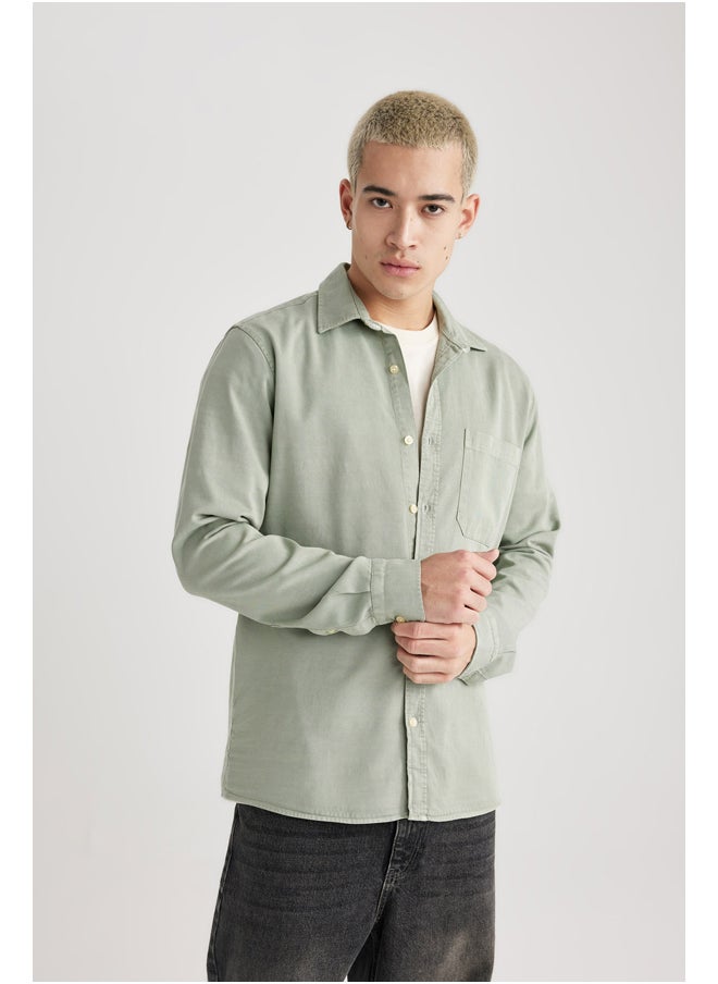 DeFacto - Man Regular Fit Polo Neck Woven Long Sleeve Shirt - Image 1