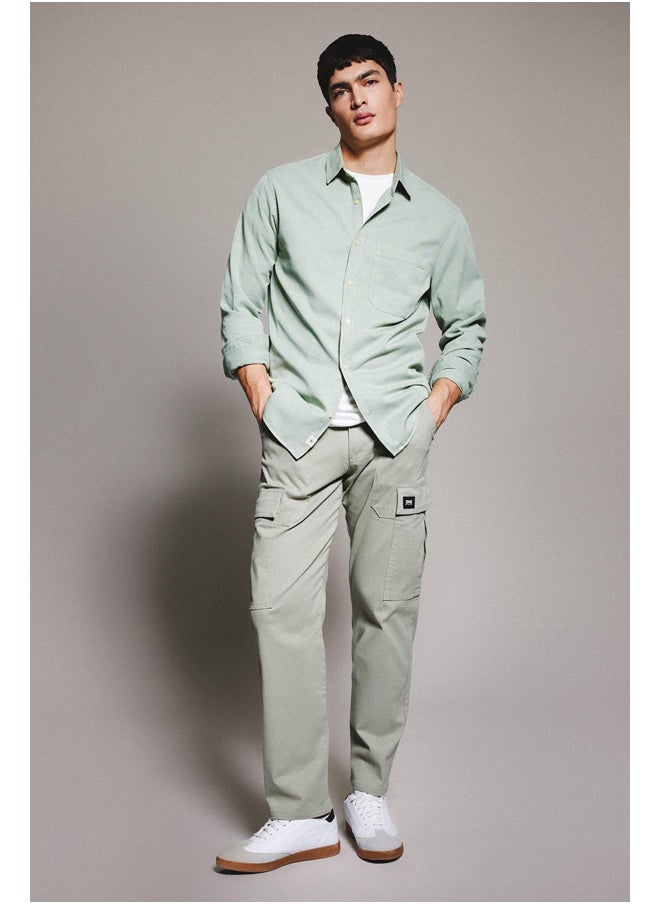 DeFacto - Man Regular Fit Polo Neck Woven Long Sleeve Shirt - Image 1
