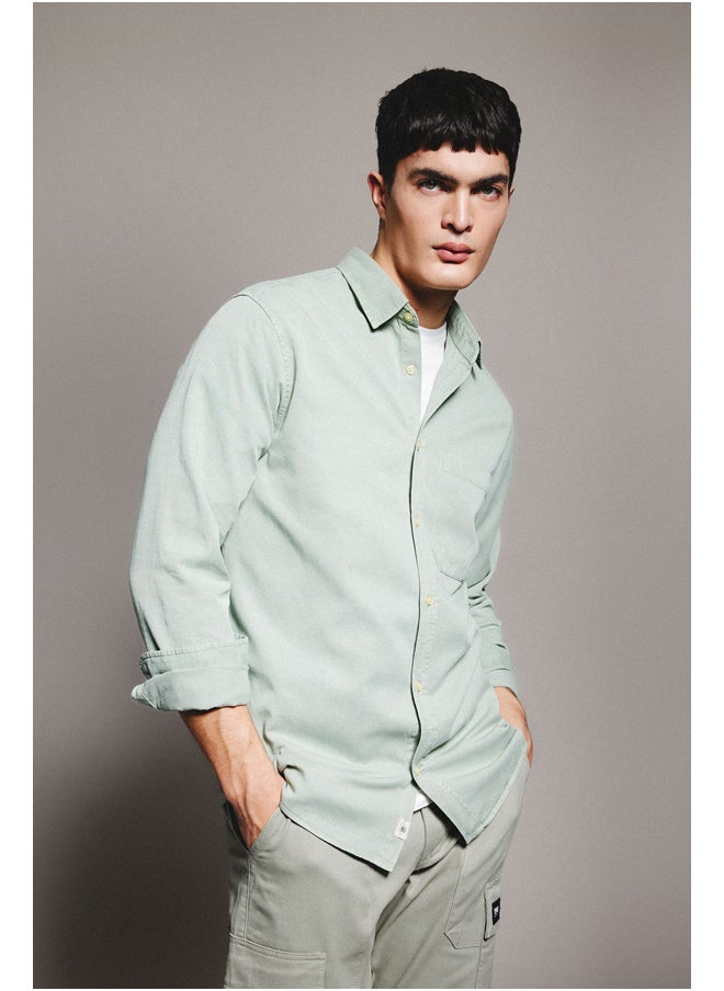 DeFacto - Man Regular Fit Polo Neck Woven Long Sleeve Shirt - Image 1