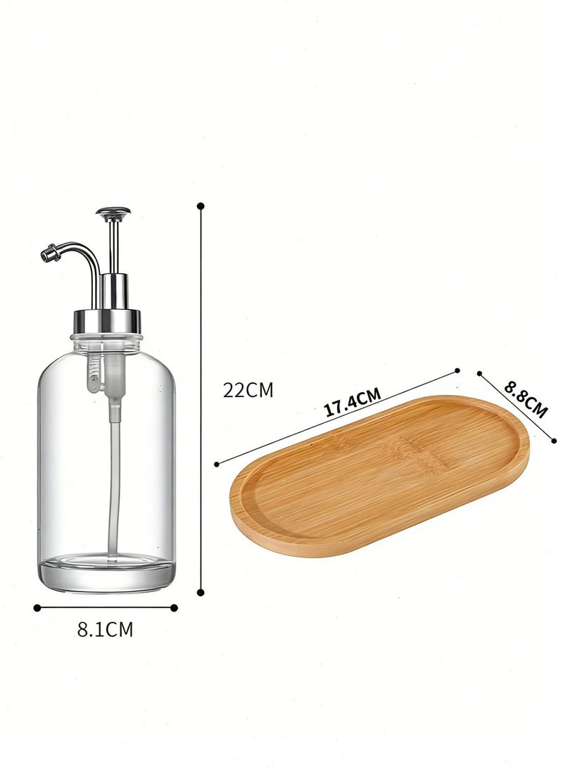 Yoawllty 2 Pcs Coffee Flavor Dispenser Set Glass Bottle with Labels Bamboo Tray Funnel Pump Dispenser for Coffee Bar Home Cafe - Image 3