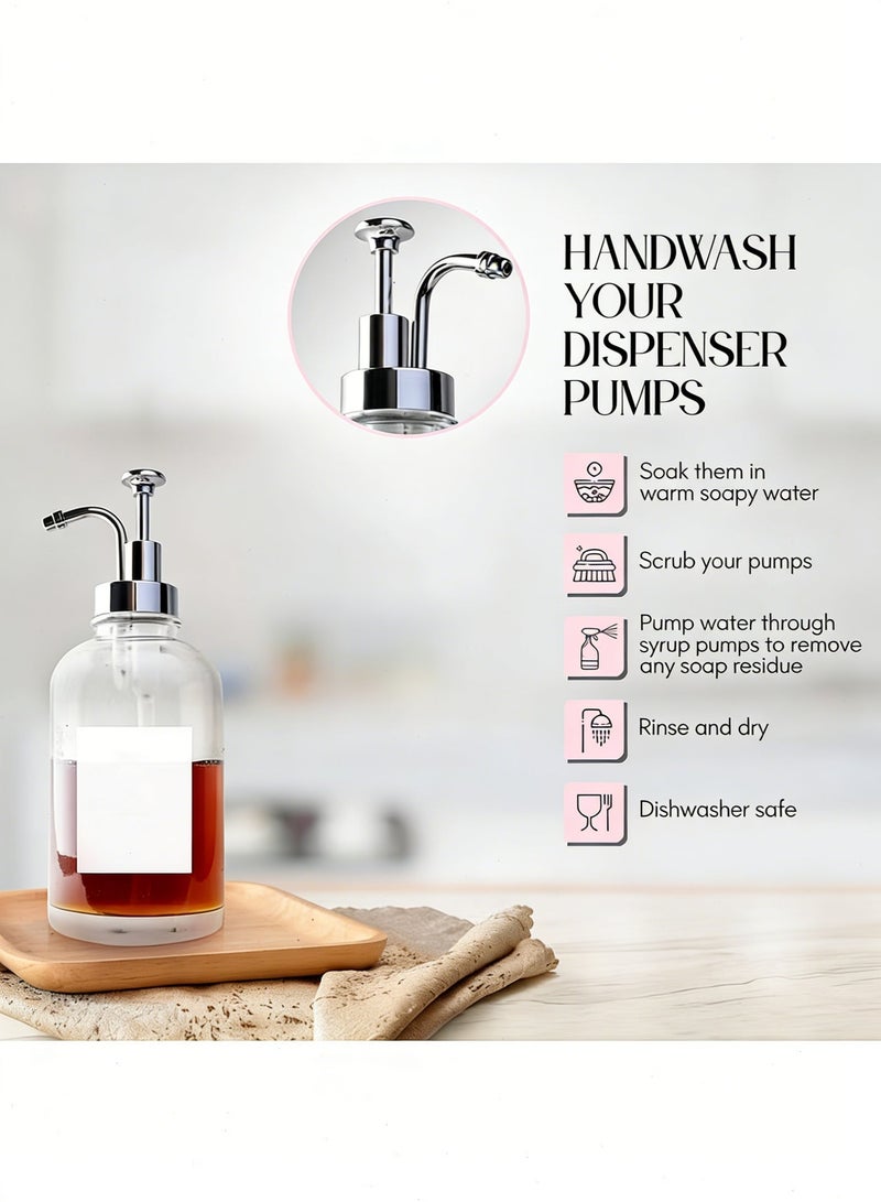 Yoawllty 2 Pcs Coffee Flavor Dispenser Set Glass Bottle with Labels Bamboo Tray Funnel Pump Dispenser for Coffee Bar Home Cafe - Image 5