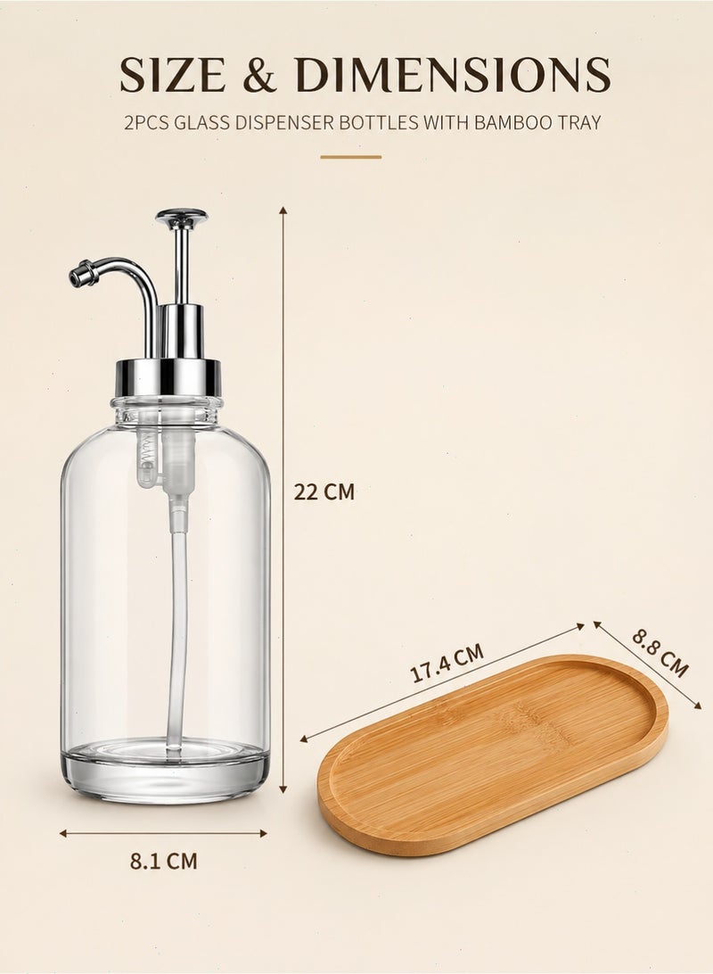 Yoawllty 2 Pcs Coffee Flavor Dispenser Set Glass Bottle with Labels Bamboo Tray Funnel Pump Dispenser for Coffee Bar Home Cafe - Image 2