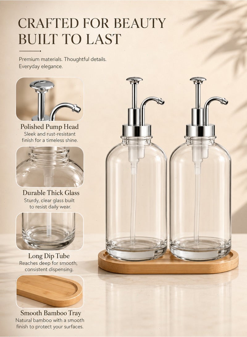 Yoawllty 2 Pcs Coffee Flavor Dispenser Set Glass Bottle with Labels Bamboo Tray Funnel Pump Dispenser for Coffee Bar Home Cafe - Image 4