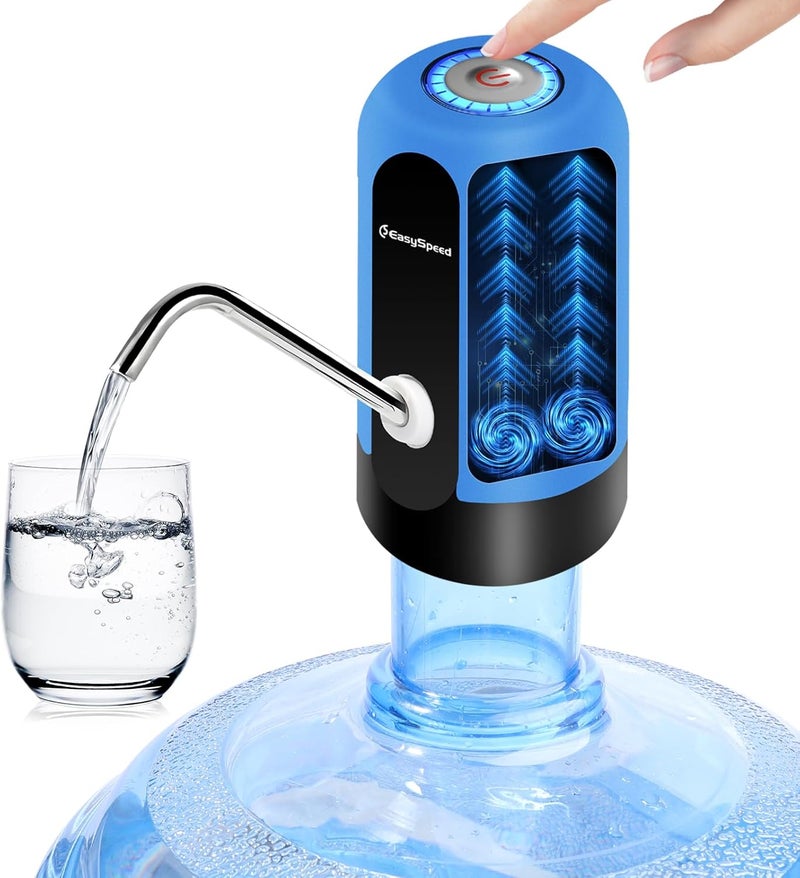 EASY SPEED EASYSPEED Water Dispenser for 5 Gallon Bottle Portable Electric Water Pump with 2 Adapters USB-C Charging Battery Powered Automatic Drinking Water Dispenser for Camping, Travel, Kitchen, Office,Blue - Image 1