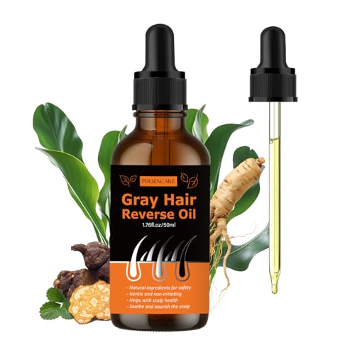 VAEYAE Herbal Gray Hair Reverse Essential Oil for Man Woman Grey Hair Darkening Conditioner Essence Restore Natural Black Color With Usma Polygonum Multiflorum Herb Oil Blend for Hair Growth Serum