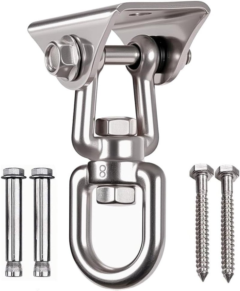 WAREMAID Heavy Duty 360° Swivel Swing Hanger, Stainless Steel Hammock Hook for Ceiling Wooden Porch Swing Hanging kit Playground Gym Rope Boxing Bag Hammock Chair Yoga Mount 1000 lb Capacity - Image 1