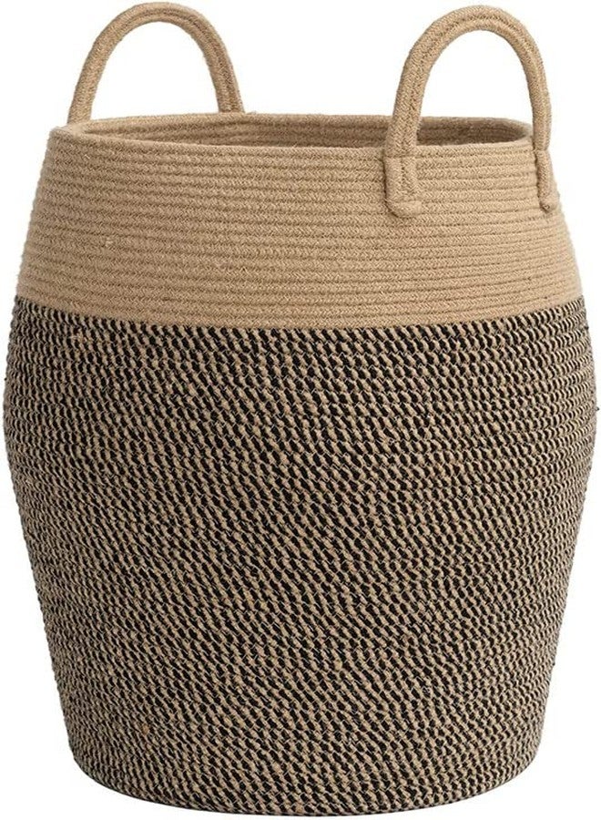 GRATIFY Mansa Traders Large Woven Rope Laundry Basket, 60LTall Dirty Clothes Hamper with Handles Storage Blankets, Toy for Bedroom, Living Room - (Size-12*16 inch ) (Black Brown) - Image 5