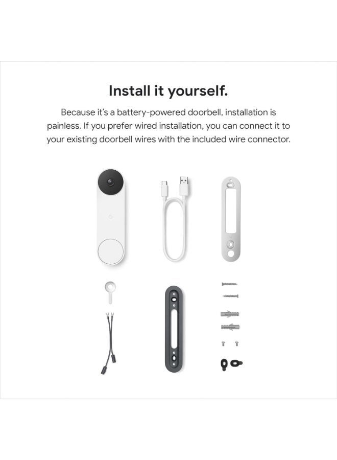 Google Nest Doorbell (Battery) - Wireless Video Doorbell - Smart WiFi Doorbell Camera, Snow - Image 3