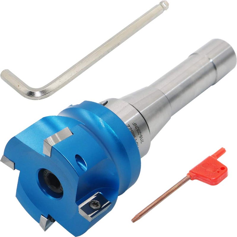 LingGan 2.5 Inch Face Milling Cutter Aluminum 400R 63MM CNC End Milling Cutter Holder + R8-FMB22 Shank Face Shell Mill Arbor + 4pcs APKT1604 Carbide Inserts + 8mm Hexagon Wrench + T15 Wrench CNC Machine Tools - Image 2