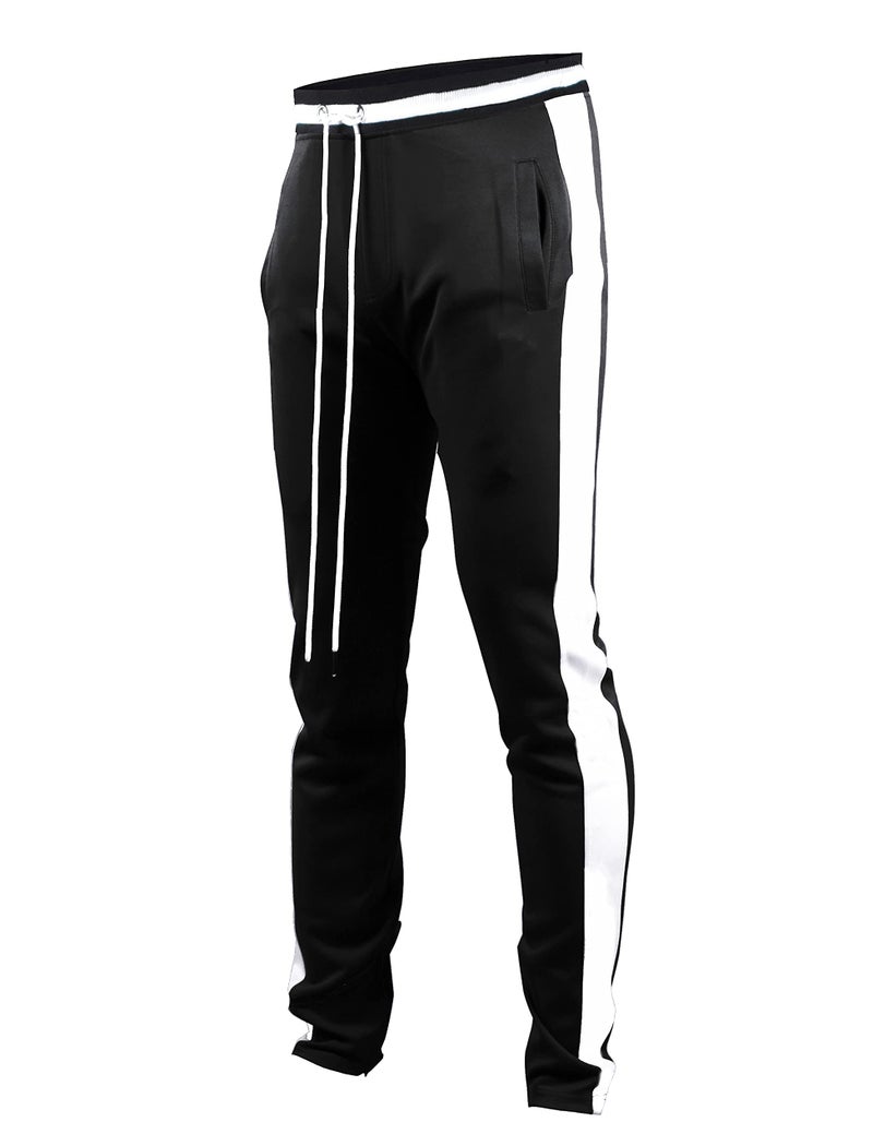 SCREENSHOT Men's Athletic Fitness Slim Fit Workout Track Pants BASIC S41700-Black-Medium - Image 1