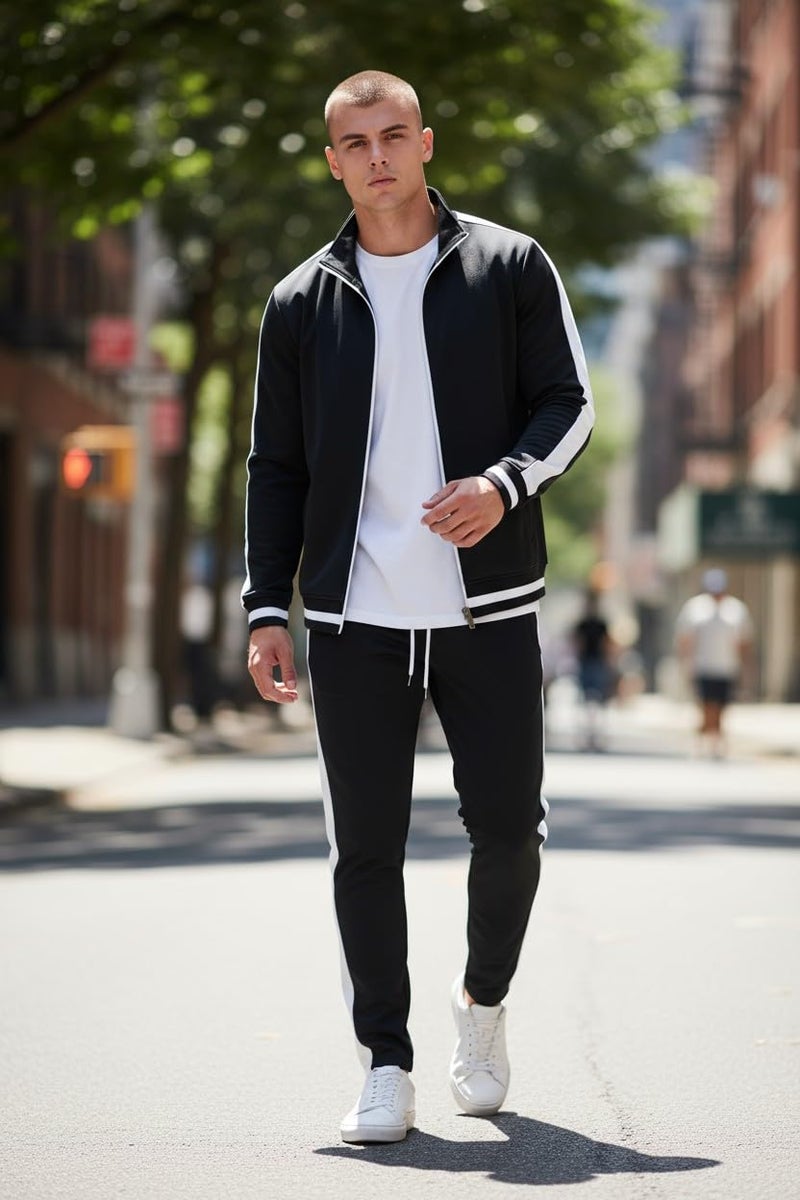 SCREENSHOT Men's Athletic Fitness Slim Fit Workout Track Pants BASIC S41700-Black-Medium - Image 4