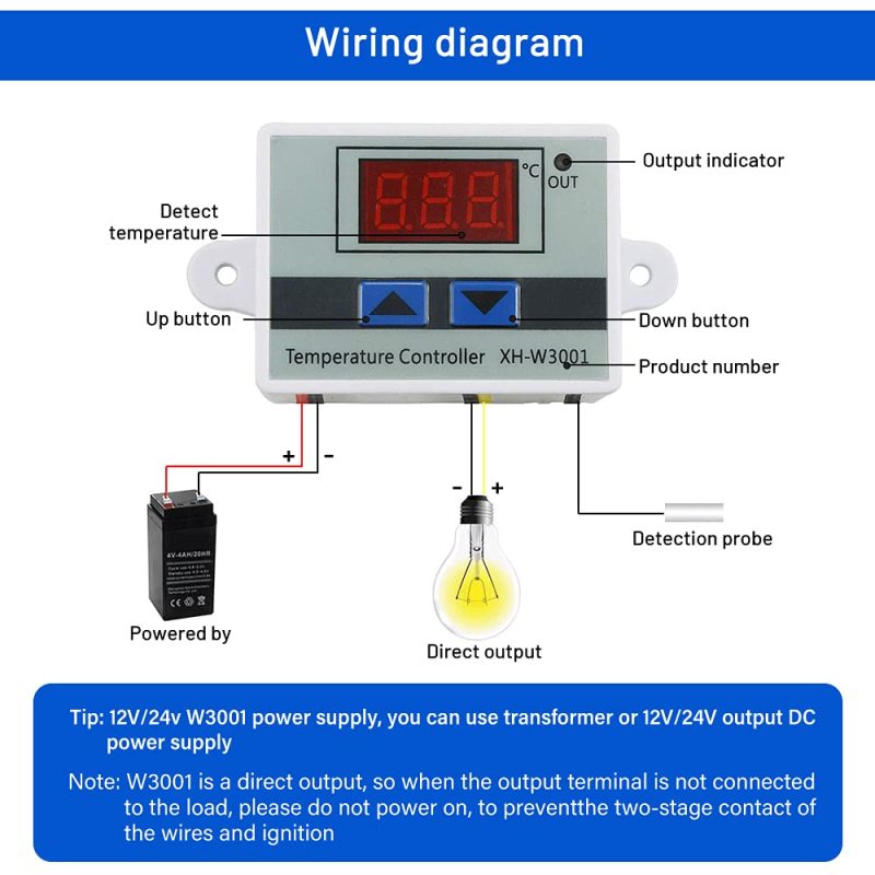 Digital Temperature Controller: 110-220V White - LED Display For Clear Readings, Dual Heating Cooling Modes, -50℃ To 110℃ Range, 1M Water-Resistant Sensor For Home Industrial Use - Image 2