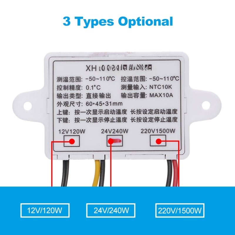 Digital Temperature Controller: 110-220V White - LED Display For Clear Readings, Dual Heating Cooling Modes, -50℃ To 110℃ Range, 1M Water-Resistant Sensor For Home Industrial Use - Image 4