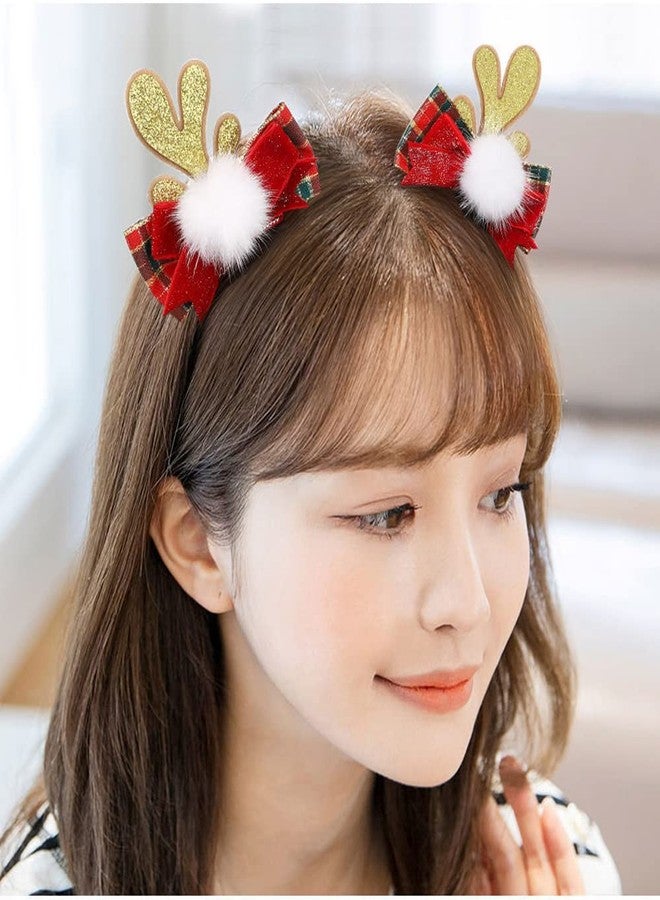 Aaiffey Christmas Hair Clip Reindeer Antlers Hair Bows Clips Deer Horn Hair Barrettes Girls Headdress Hairpin for Christmas Party 2 Pairs - Image 4