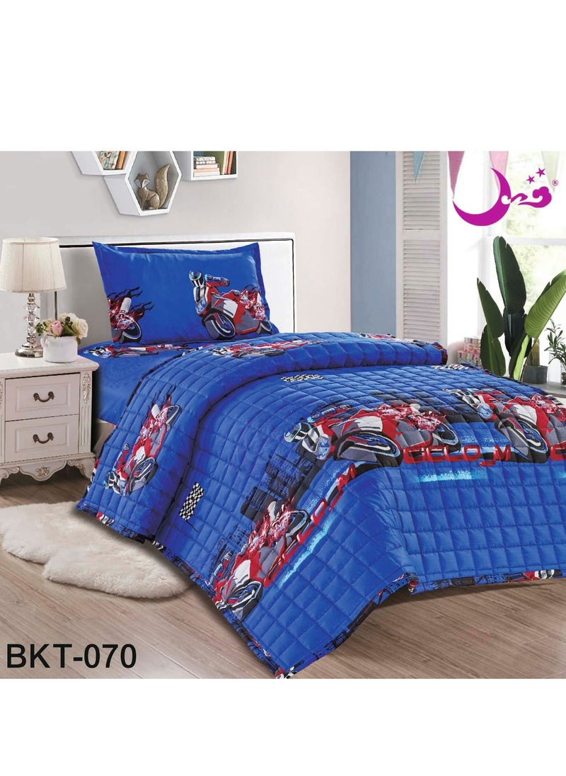 مون طقم لحاف أطفال مضغوط مكون من 3 قطع مايكروفايبر 210x160 سم  - Image 1