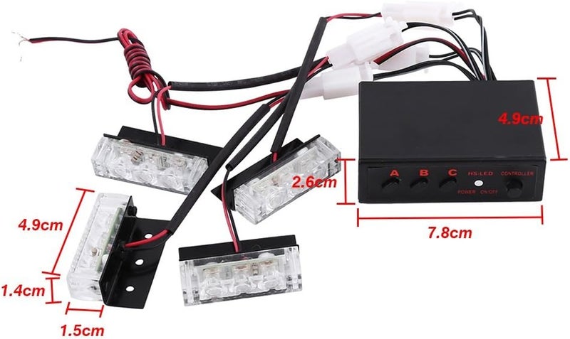comfrt 4x3 LED Strobe Warning Light 12V Emergency Flashing Beacon Lamp for Car Van Truck (Color : Red and Blue) Internal Lights Of The Car - Image 3