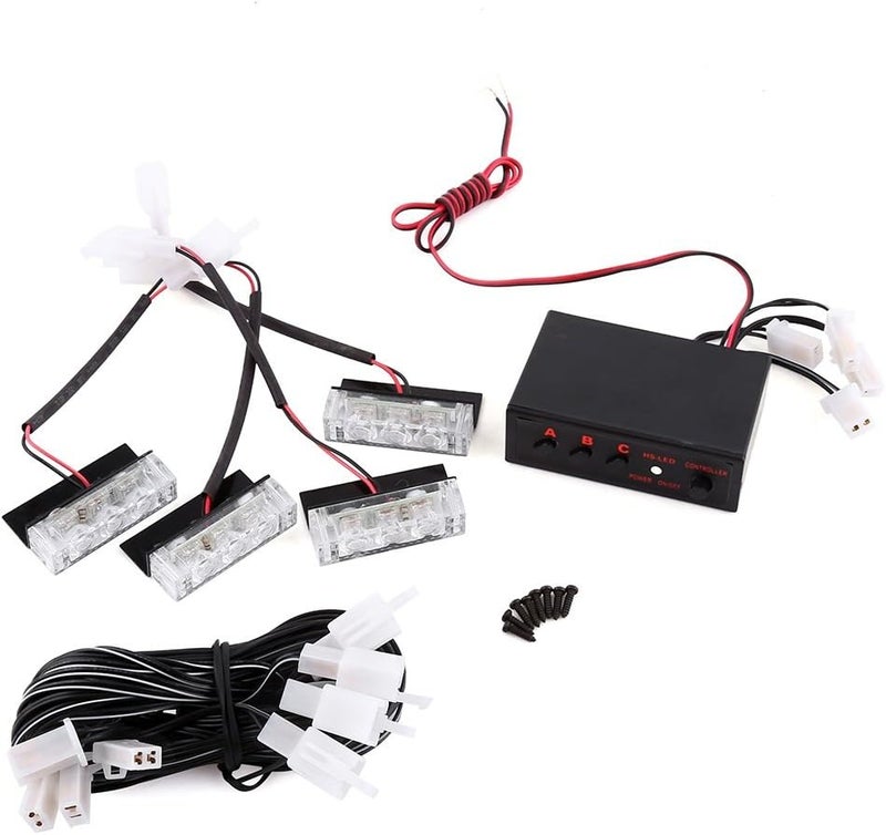 comfrt 4x3 LED Strobe Warning Light 12V Emergency Flashing Beacon Lamp for Car Van Truck (Color : Red and Blue) Internal Lights Of The Car - Image 2