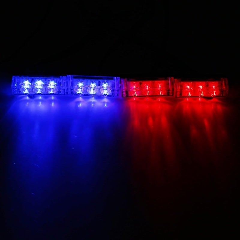 comfrt 4x3 LED Strobe Warning Light 12V Emergency Flashing Beacon Lamp for Car Van Truck (Color : Red and Blue) Internal Lights Of The Car - Image 1