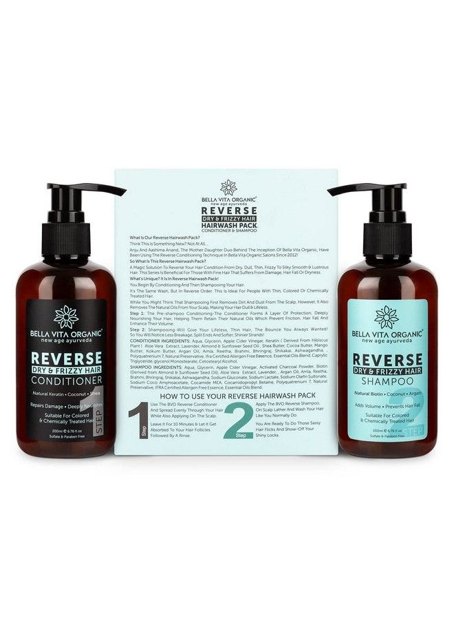 Reverse Shampoo & Conditioner For Damage Repairs Deep Nourishment With Activated Charcoal Aloe Vera Extract & Apple Cider Vinegar 200Ml Each