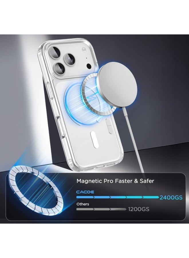 For iPhone 17 Pro Case Clear, Compatible with Magsafe, Anti-Yellow, Military-Grade Protection, Shockproof Slim Magnetic Phone Case Cover, Transparent Anti-Scratch Clear Back Magnetic Phone Cover - Image 3