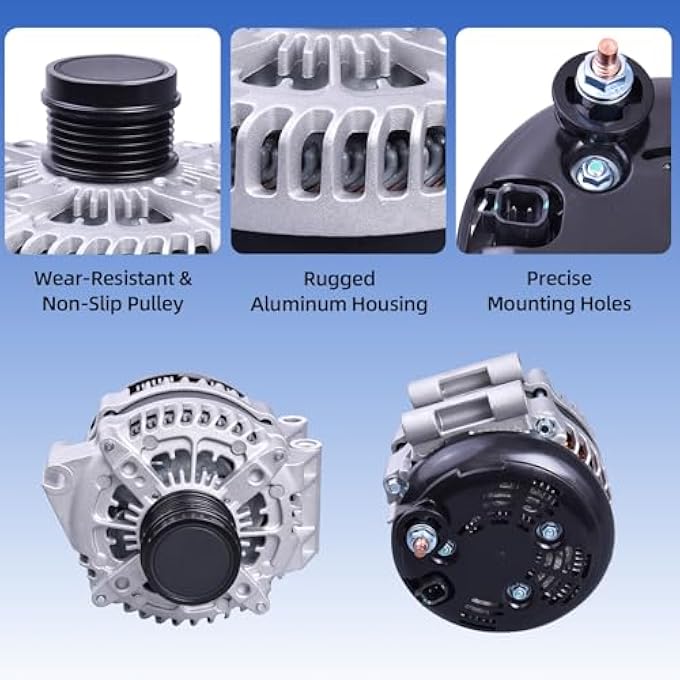 FuseRish 56029732AB Alternator 180A Compatible with Chrysle-r Pacifica 2017-2020 3.6L and for Voyager 2020 3.6L, 6-Groove Decoupler Pulley Clockwise, Replace 11940, 421000-7181, 4210007181 - Image 4