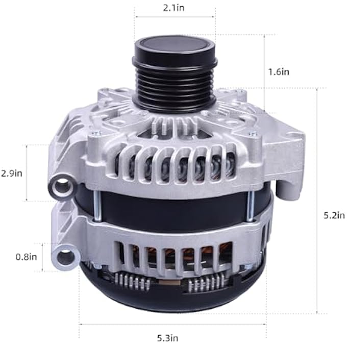 FuseRish 56029732AB Alternator 180A Compatible with Chrysle-r Pacifica 2017-2020 3.6L and for Voyager 2020 3.6L, 6-Groove Decoupler Pulley Clockwise, Replace 11940, 421000-7181, 4210007181 - Image 5