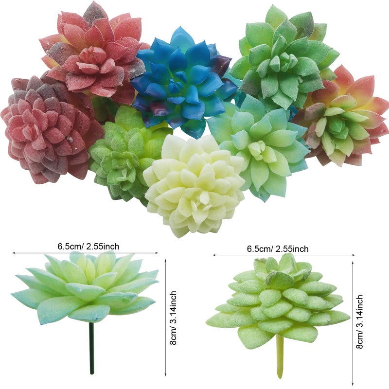 Cayway Cayway 20 PCS Artificial Succulent Plants Assorted Multicolor Faux Fake Succulents  Cactus Aloe Succulent Assortment in Flocked in Different Type for Birthday Home Decor Indoor Garden DIY  - Image 3