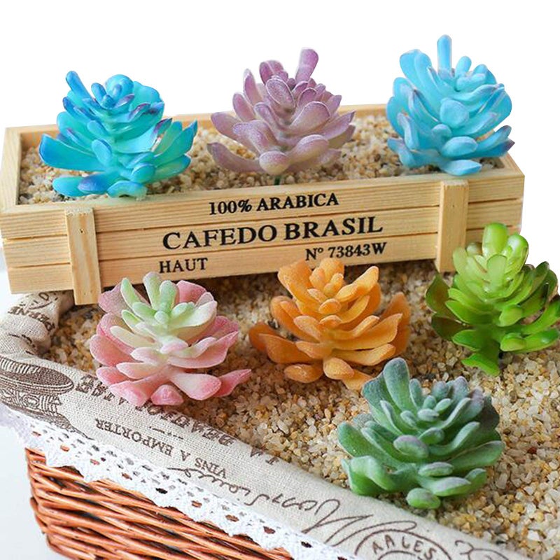 Cayway Cayway 20 PCS Artificial Succulent Plants Assorted Multicolor Faux Fake Succulents  Cactus Aloe Succulent Assortment in Flocked in Different Type for Birthday Home Decor Indoor Garden DIY  - Image 5