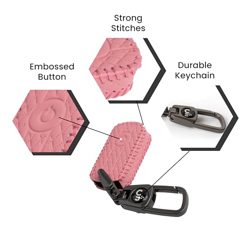 SHOPOFLUX Leather Key Cover Compatible with Yamaha Aerox (Leather Pink) - Image 4