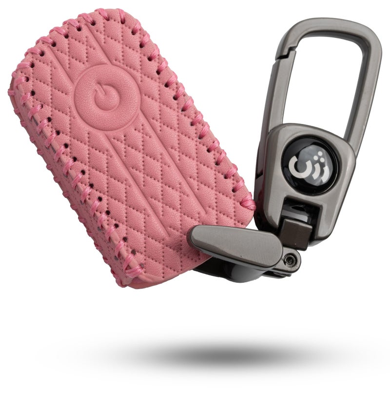 SHOPOFLUX Leather Key Cover Compatible with Yamaha Aerox (Leather Pink) - Image 1