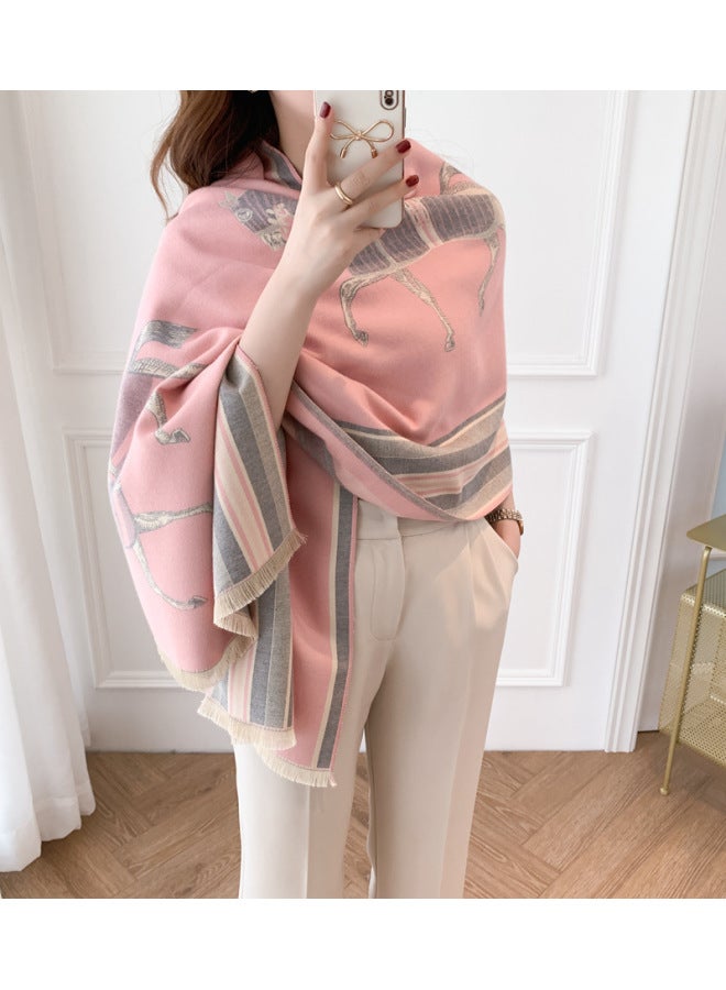 New Scarf Women's Autumn And Winter New Imitation Cashmere Shawl Thickened Air Conditioned Room Warm Horse Atmospheric All-match Scarf