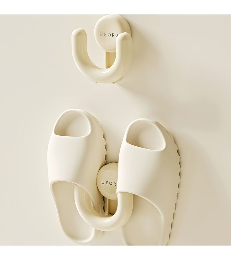 Dopamine Cream White Suction Cup Bathroom Hook Wall Mounted Draining Slipper Holder Press Type Towel Rack Bath Ball Hanger - Image 5